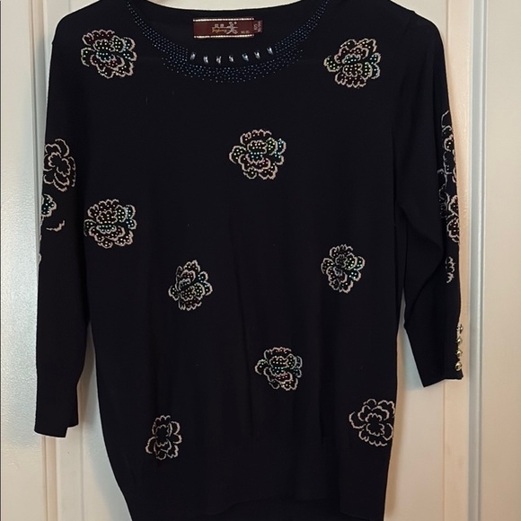 Black Floral Embellished Sweater - Picture 1 of 3